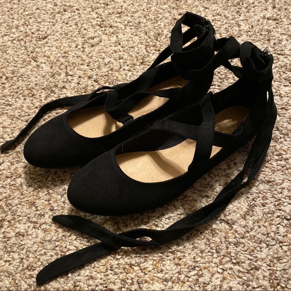 Lace up ballet shoes